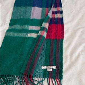 Johnstons of Elgin Green and Red Plaid Scarf